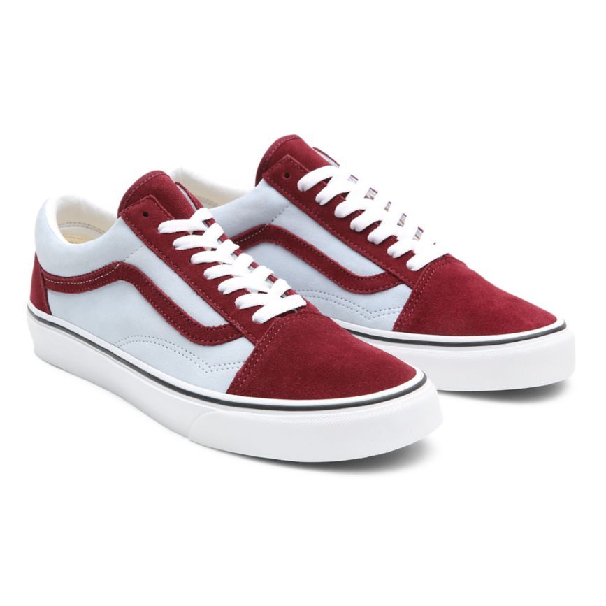 Vans 2-Tone Suede Old Skool Shoes Burgundy | VN821K0QJ56