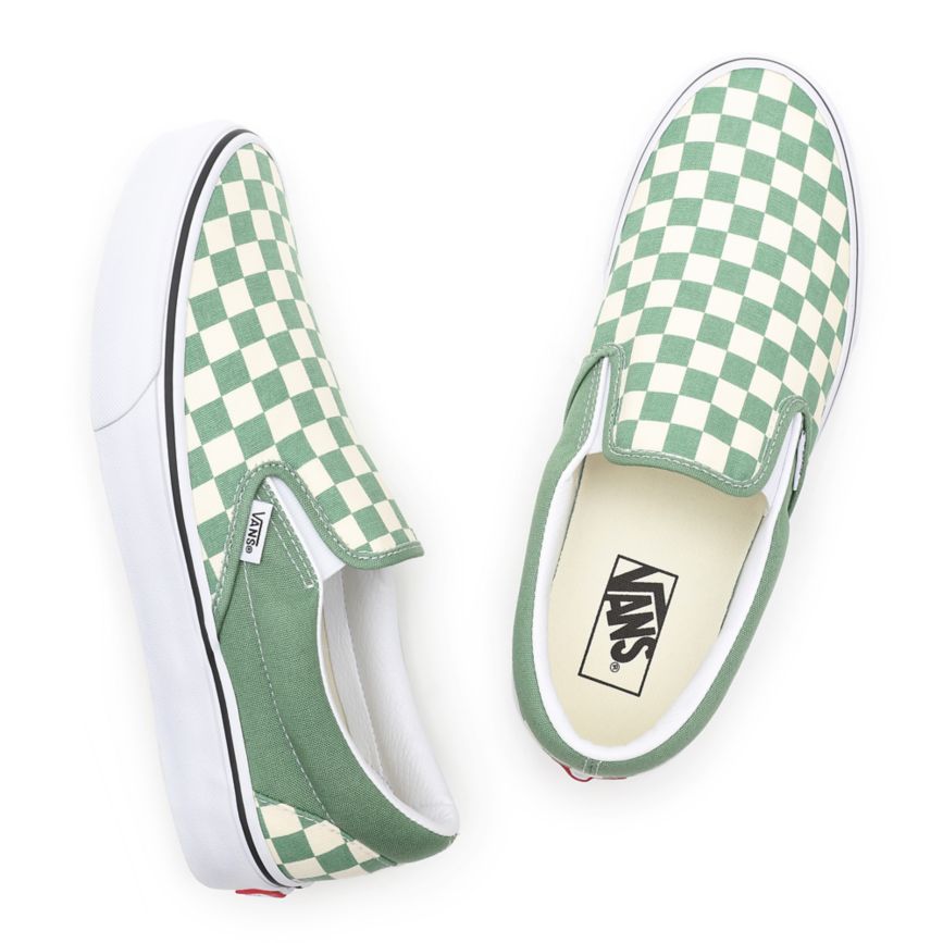 Vans Checkerboard Classic Slip-On Shoes Turquoise | VN880C0LJ45