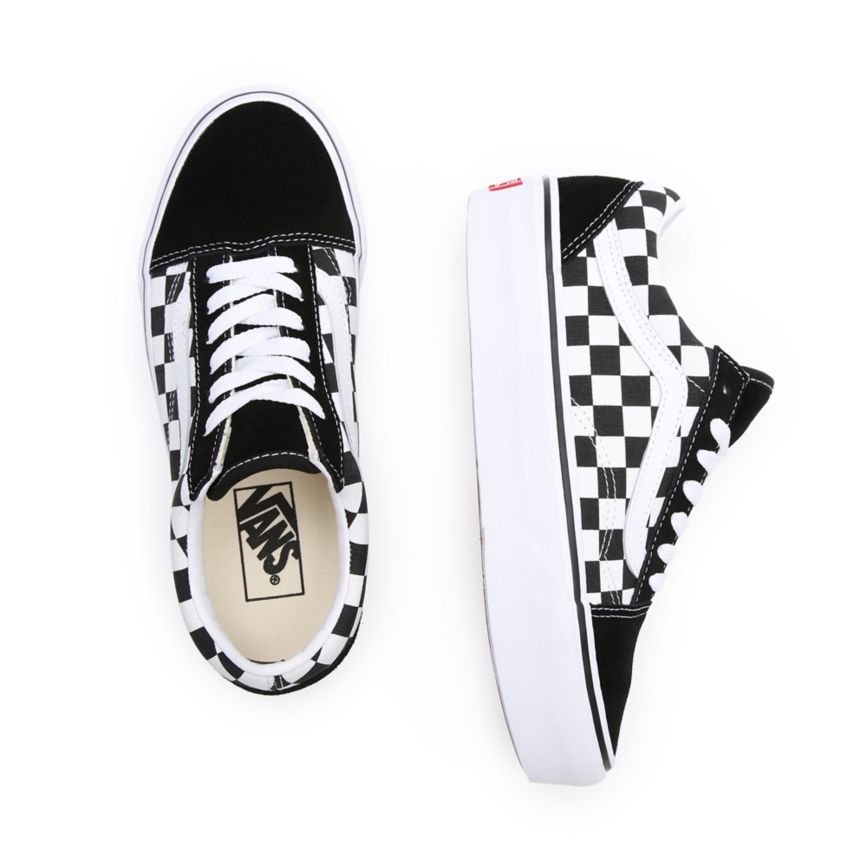 Vans Checkerboard Old Skool Platform Shoes Black | VN639N7AA96