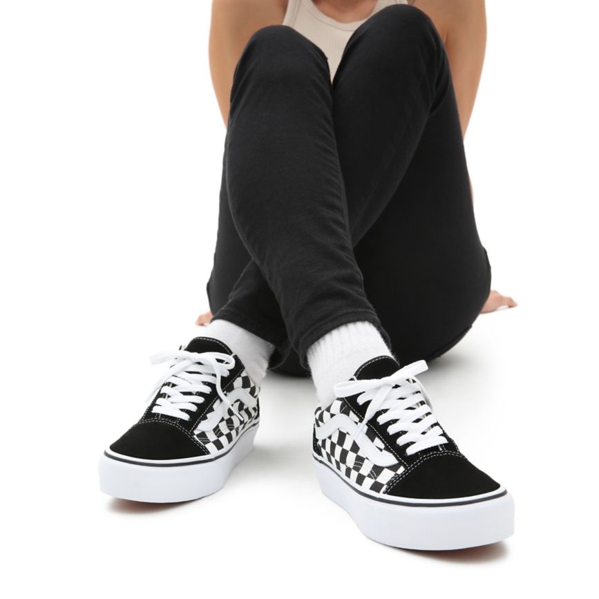 Vans Checkerboard Old Skool Platform Shoes Black | VN639N7AA96