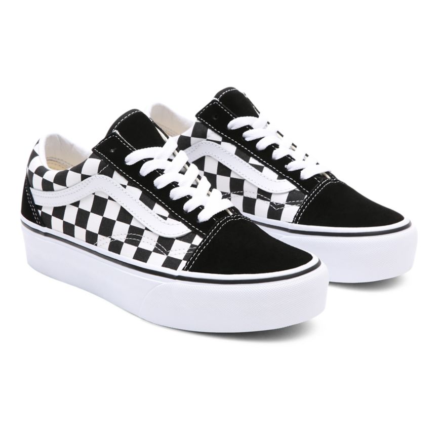 Vans Checkerboard Old Skool Platform Shoes Black | VN639N7AA96