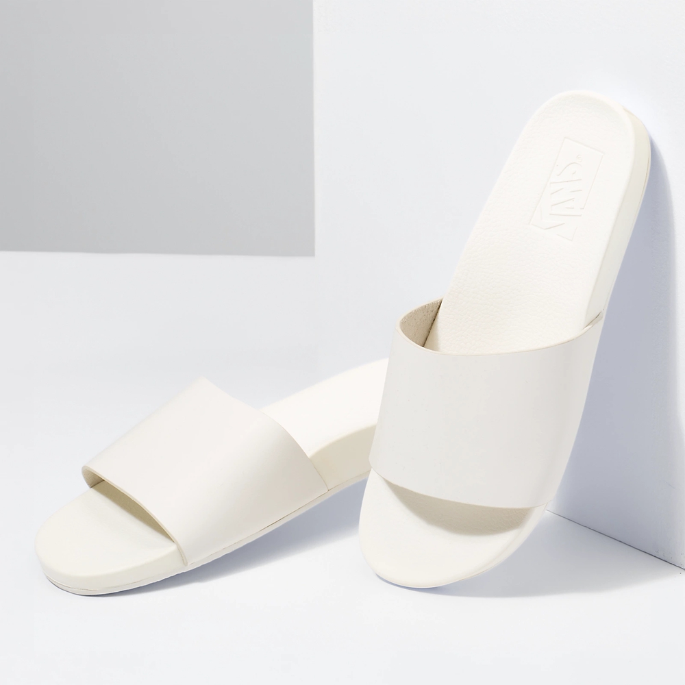 Vans Leather Decon Slide White | VN732X0HF04