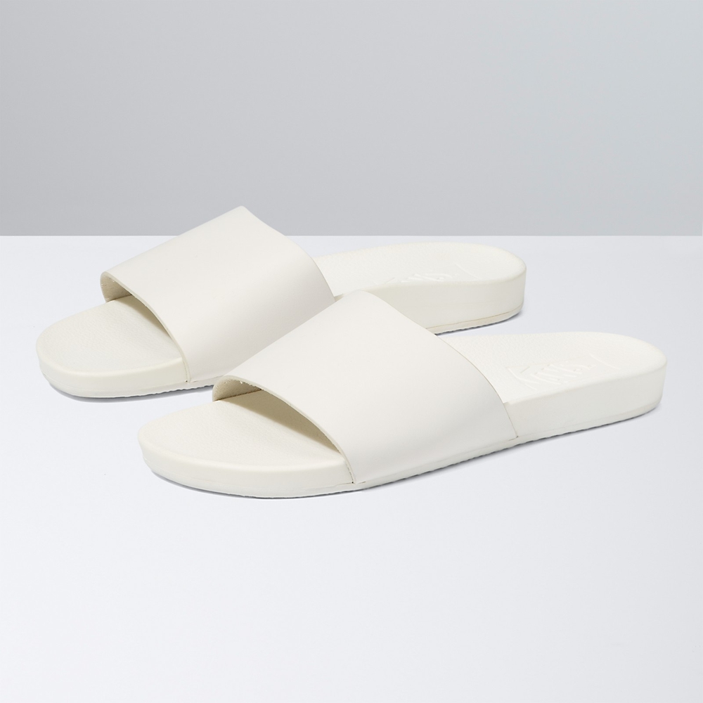 Vans Leather Decon Slide White | VN853W3IC18