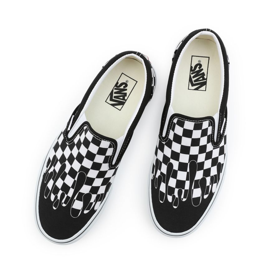 Vans Paint Drip Checkerboard Classic Slip-On Shoes Black | VN321Z5YL92