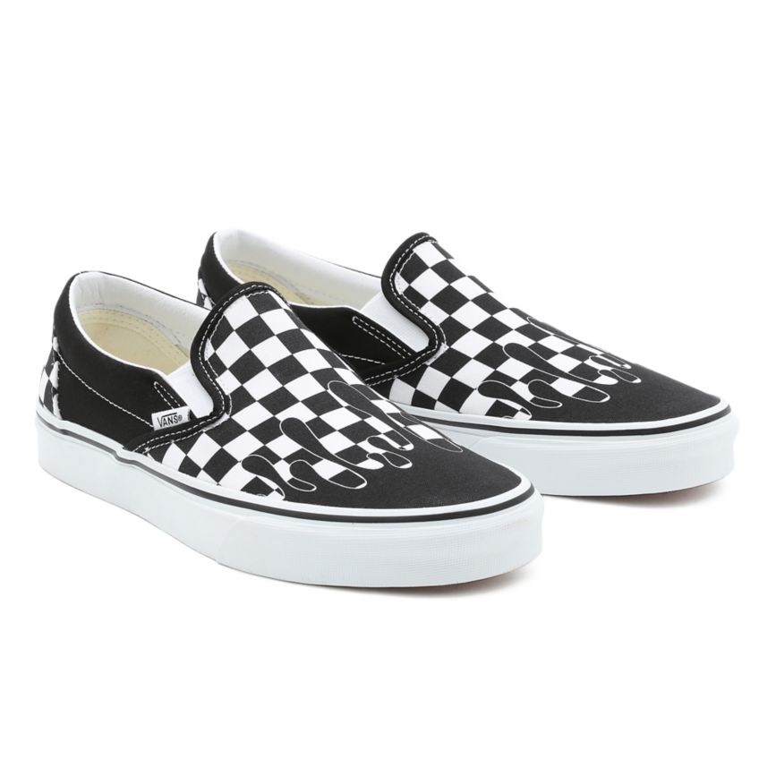 Vans Paint Drip Checkerboard Classic Slip-On Shoes Black | VN321Z5YL92