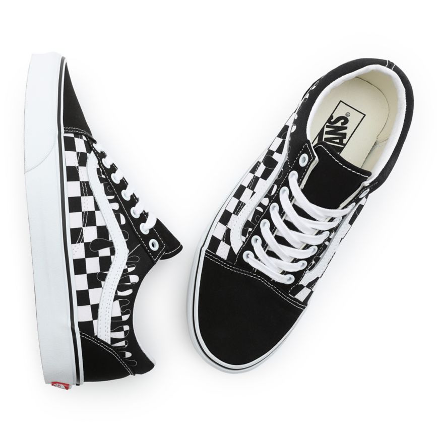 Vans Paint Drip Checkerboard Old Skool Shoes Black | VN684G7TF41