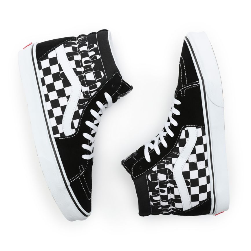 Vans Paint Drip Checkerboard Sk8-Hi Shoes Black | VN013W9GG55