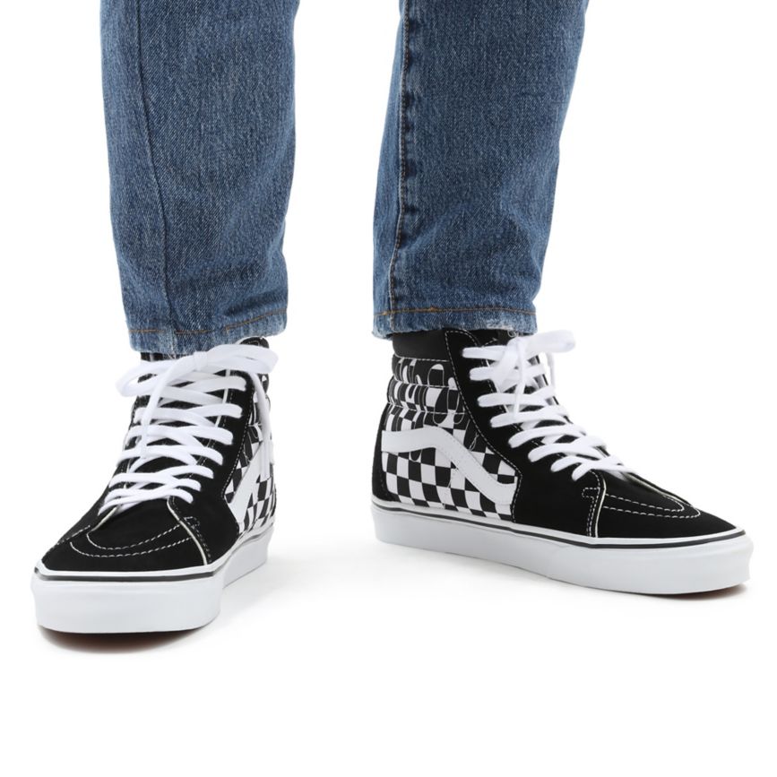 Vans Paint Drip Checkerboard Sk8-Hi Shoes Black | VN013W9GG55