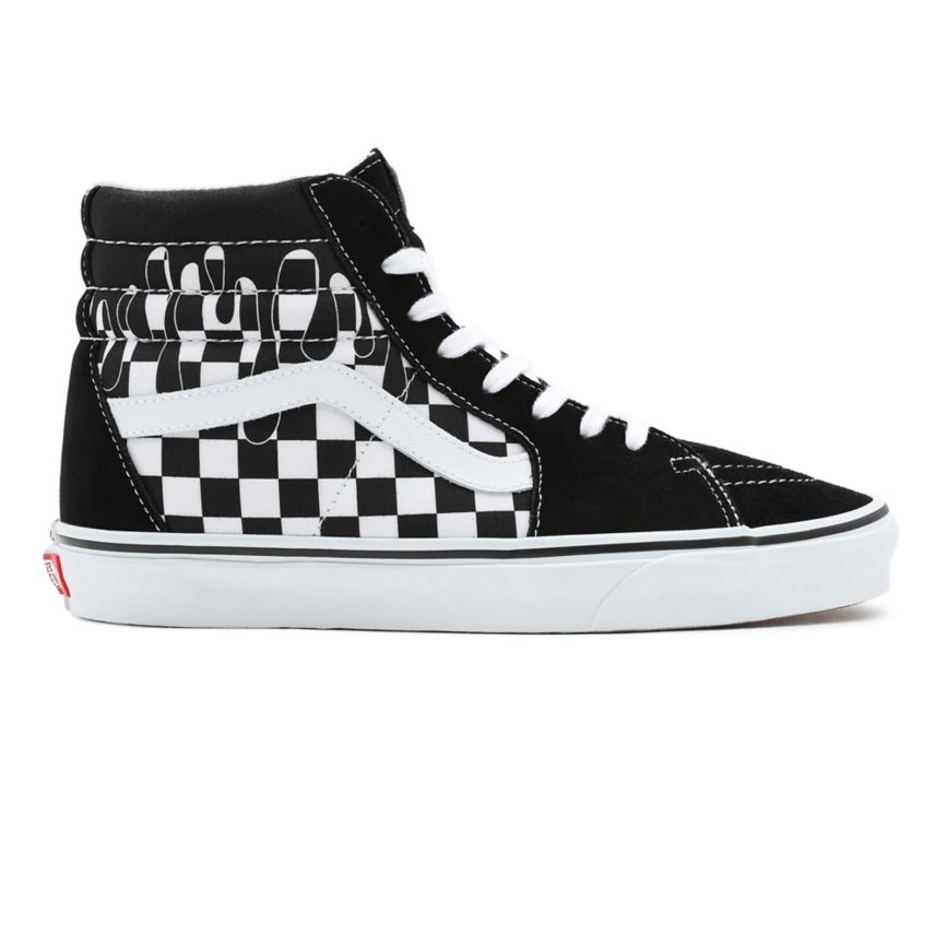 Vans Paint Drip Checkerboard Sk8-Hi Shoes Black | VN013W9GG55