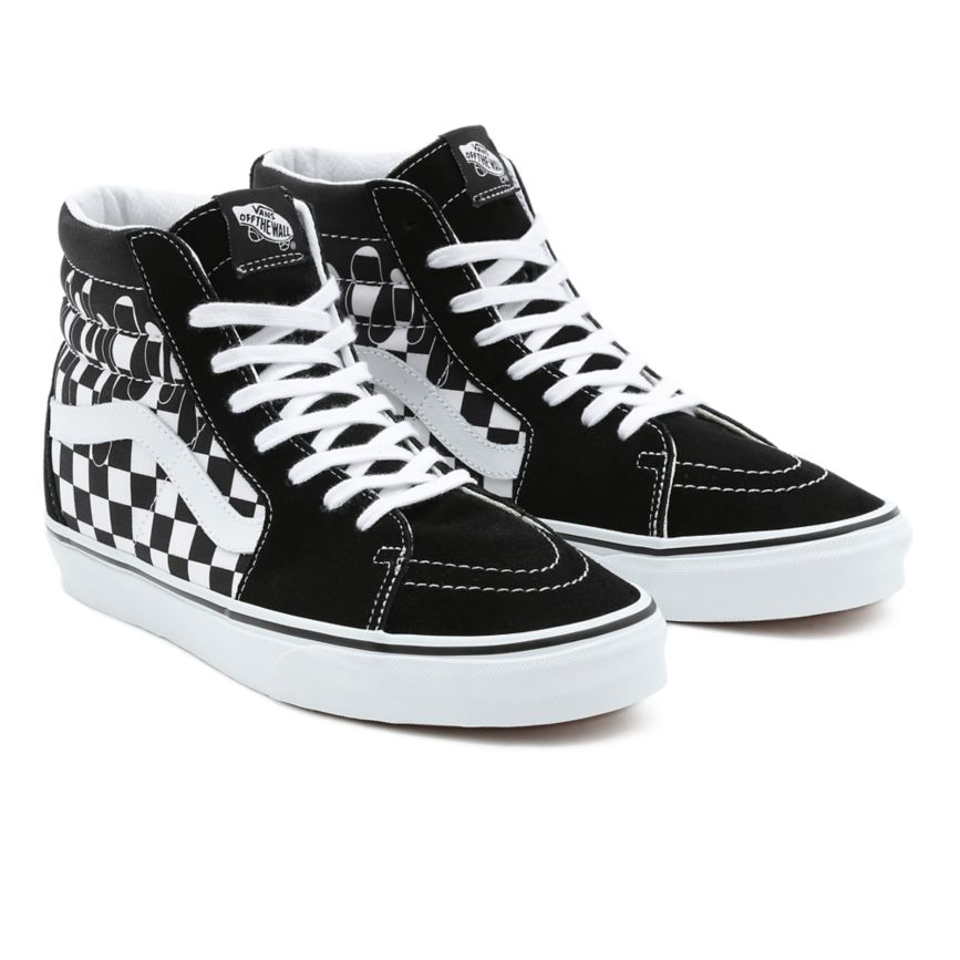 Vans Paint Drip Checkerboard Sk8-Hi Shoes Black | VN013W9GG55