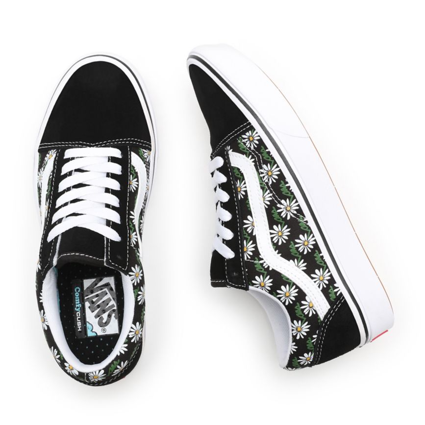 Vans Scribble Flower ComfyCush Old Skool Shoes Black | VN164D8RP91