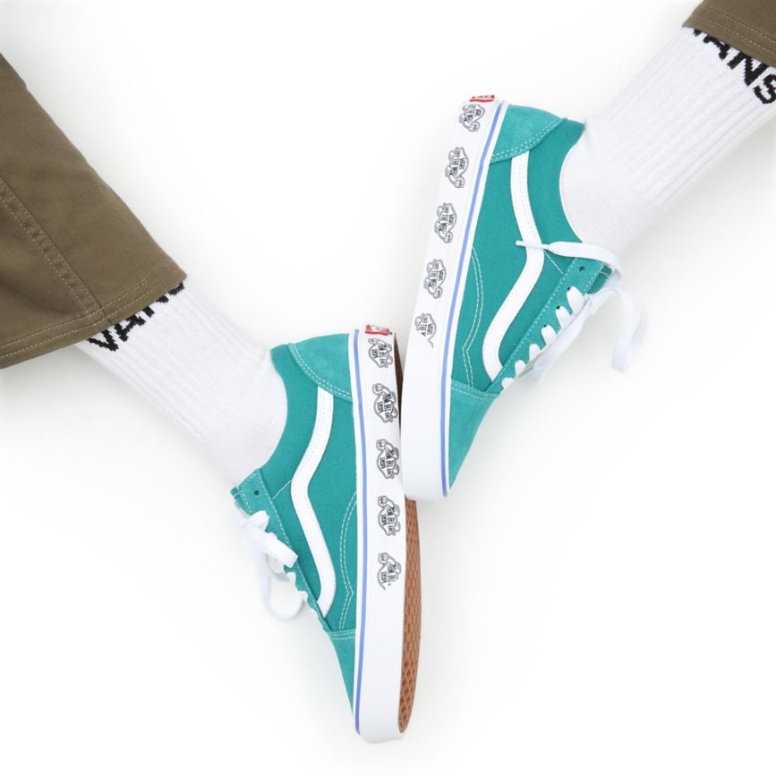 Vans Sidewall Print Old Skool Shoes Turquoise | VN539V0VR64