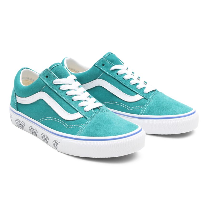 Vans Sidewall Print Old Skool Shoes Turquoise | VN539V0VR64