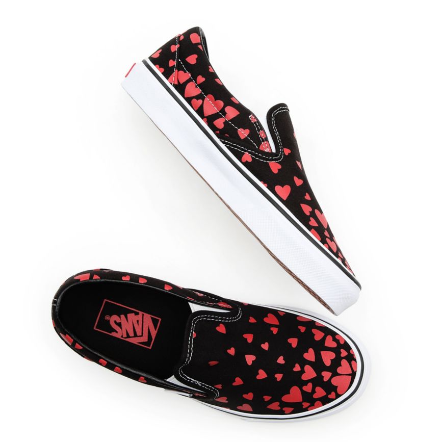 Vans Valentines Hearts Classic Slip-On Shoes Black | VN194I5QF42