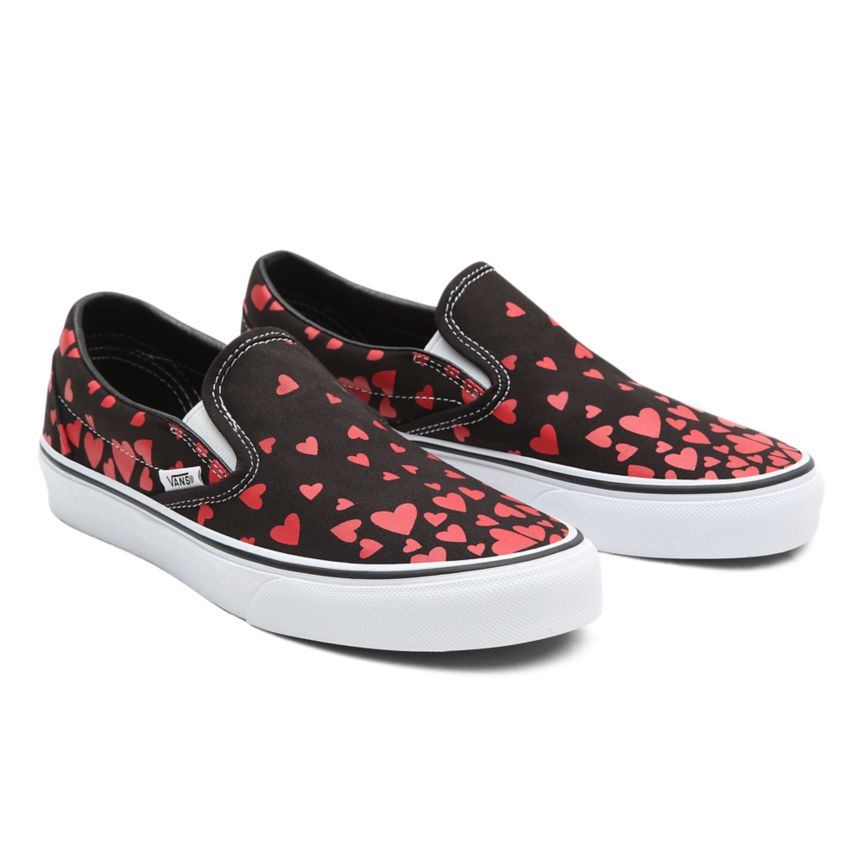 Vans Valentines Hearts Classic Slip-On Shoes Black | VN194I5QF42