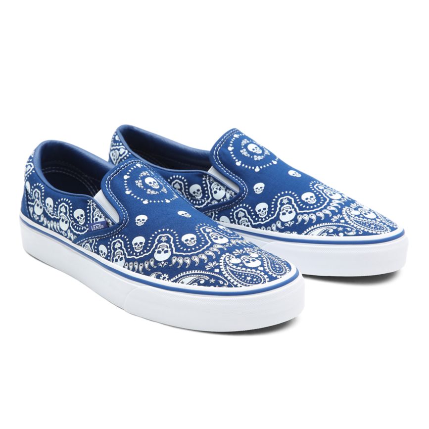 Vans Bandana Classic Slip-On Shoes Blue | VN966B6UW73